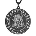 thumbnail image 5 of EUEAVAN Black Viking Runes Odin Stainless Steel Necklace Vintage Jewelry, 5 of 6