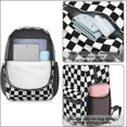 thumbnail image 4 of Black and White Checkered Pattern 17" School Backpacks for Teens,Waterproof Oxford Fabric,S-Shape Padded Straps for School,Travel,Hiking,Camping, 4 of 6