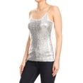thumbnail image 2 of Womens Spaghetti Sequin Metal Chain Strap Camisole Tank Top, 2 of 7