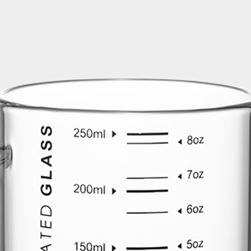 Glass Microwave Breakfast Milk Cup, Graduated Measuring Cups Water Mugs with Handle 250ml / 8 oz, Size: 350 mL, Orange