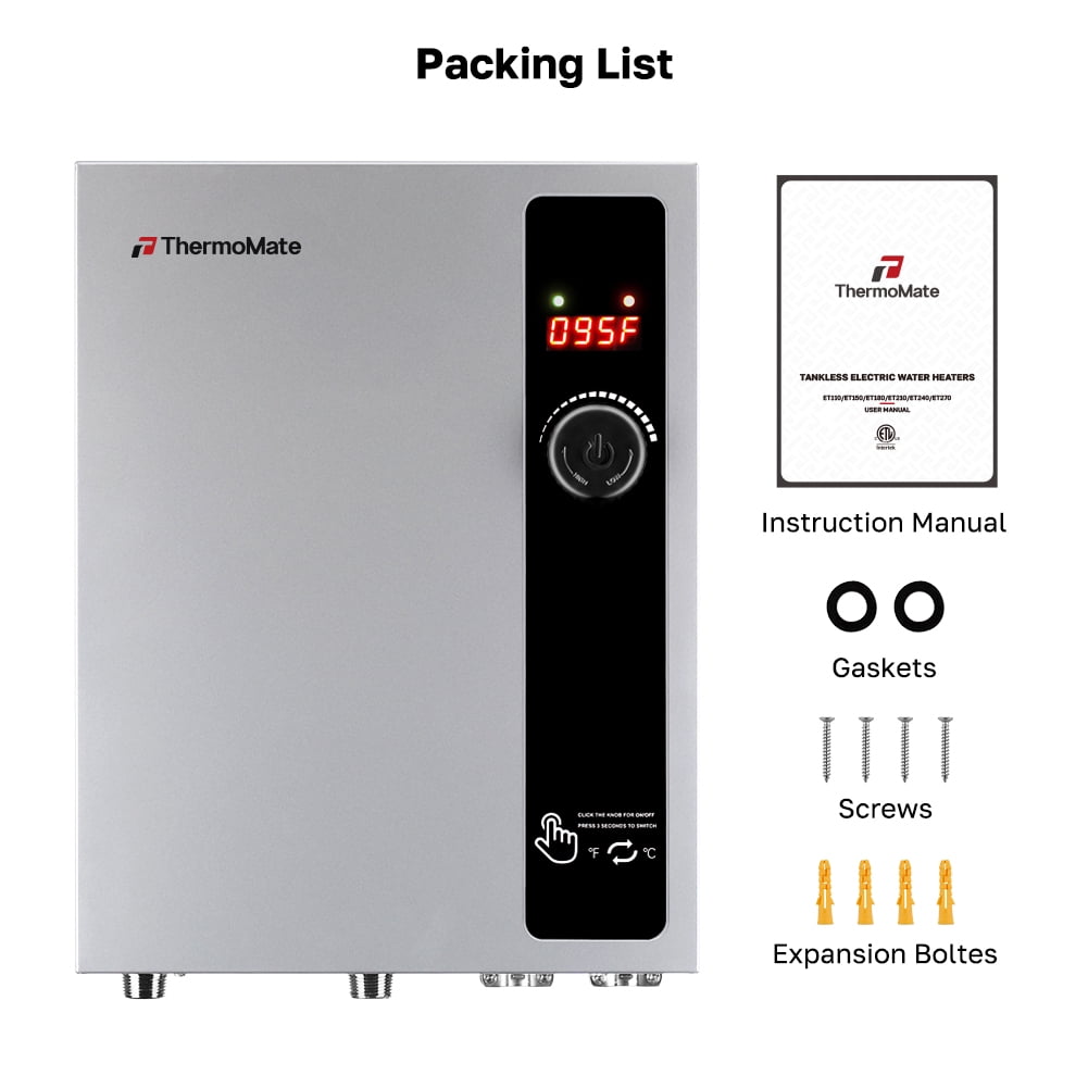 ThermoMate 27kW 240 Volt Electric Tankless Water Heater, Reliable Hot Water for Home, Shop, Cabins