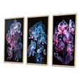 thumbnail image 3 of Designart "Fluorescent Orchid Blooming in Purple and Blue I" Floral Orchid Framed Wall Art Set Of 3 - Blue Traditional Frame Canvas Set For Living Room Decor, 3 of 6