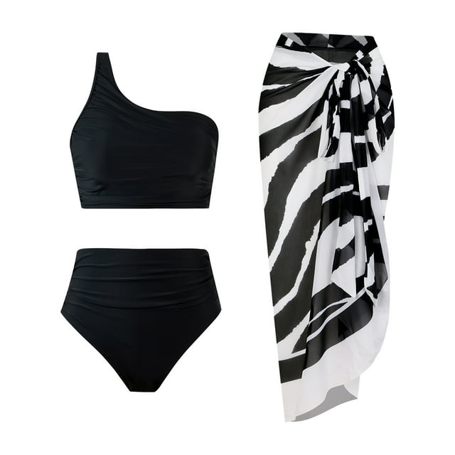 Trajes de baño para mujer Traje de baño estampado diario para mujer Traje de baño dividido Falda de playa estampada Conjunto de tres piezas Trajes de baño de 3 piezas para mujer