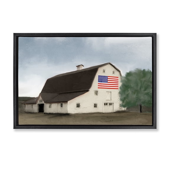 Stupell Industries Farmhouse American Barn Dreams Black Floating Frame Canvas Art, 25 x 17, by Kim Allen