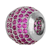 Disney The Little Mermaid Girls' Ruby CZ Rhodium Plated Sterling Silver Bead