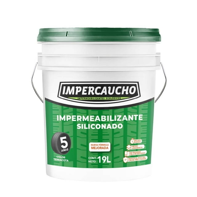 Impermeabilizante Impercaucho Cubeta Calidad 5 años Terracota 19 Litros