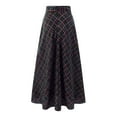 thumbnail image 4 of Skirt Casual High Waist Flowy Plaid Maxi Skirt Side Slit A Line Boho Long Skirt For Everyday Wear Versatile Outfits Black L, 4 of 5