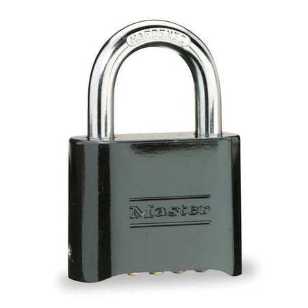 MASTER LOCK 178BLK Combination Padlock, Bottom, 4 Dial, Black