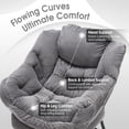 thumbnail image 6 of OMNIBERG Lazy Chair with Folding Ottoman, Oversized Comfy Lounge Chair with Armrests and Side Pocket for Reading, Relaxing, and Napping, Perfect for Living Room, Bedroom or Office, Gray, 6 of 9