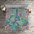 thumbnail image 2 of Ambesonne Paisley Quilted Coverlet 3 Pcs, Bohem Colorful, Queen Size, Multicolor, 2 of 2