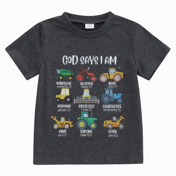Splozh Little Boys Shirts Fashion Soft Shirt for Boys Toddler Kids T Shirt Dino Trucks Graphic Tops 2-7T Summer Casual Tees,Black,5-6 Years