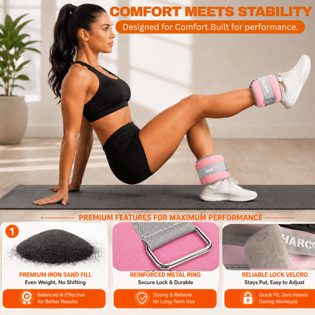 Harcos Adjustable Neoprene Ankle & Wrist Weights | Wearable Weights for Women & Men, Bala Bangles Alternative | Arm, Leg, Foot & R