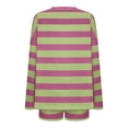 thumbnail image 5 of 2 Picec of Outfit Sets for Womens Fashion Plus Size Summer and Autumn Striped Knitted Long Sleeved Round Neck Top Pants Set, 5 of 6