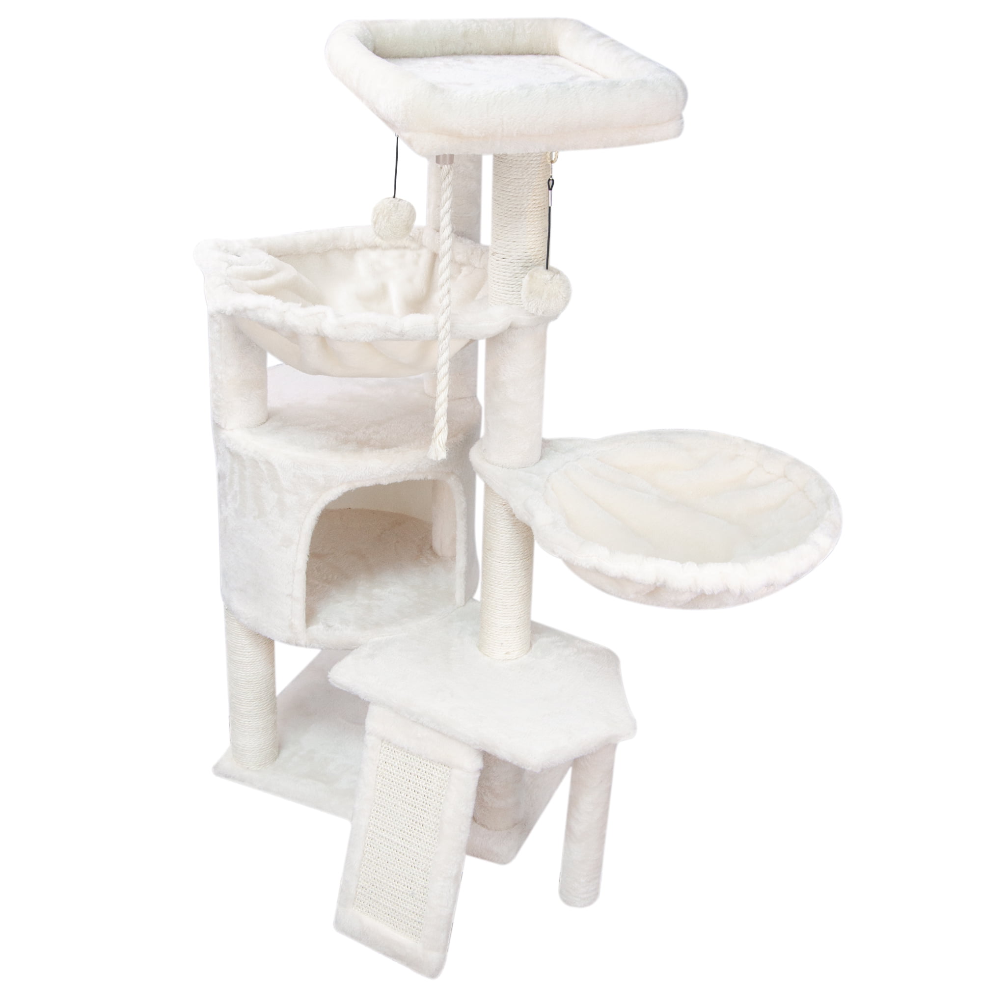 AIWIKIDE Cat Tree Cat Tower with Cat Scratching Posts,Activity Centre Climbing Tree Cat Furniture with Cat Condo and Two Hammocks,Beige