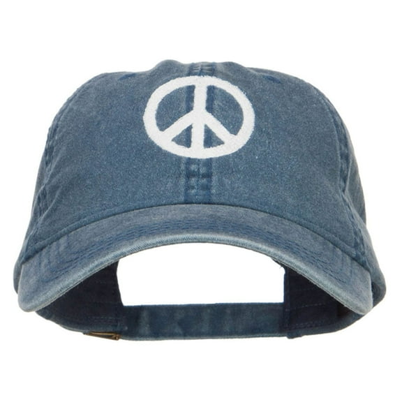 Peace Symbol Embroidered Washed Cap - Navy OSFM
