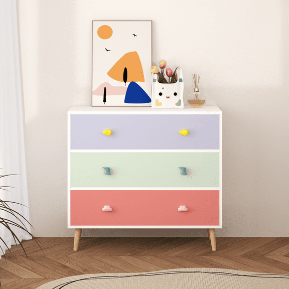 Dresser for Nursery Kids Dresser with 3 Drawer, Toddler Nightstand Storage Cabinet for Bedroom Living Room Closet Playroom