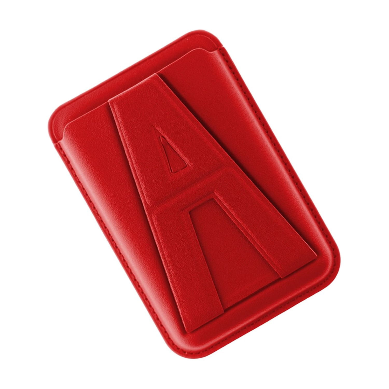 A Design Magnetic Leather Wallet with Integrated Kickstand - Red