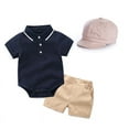 thumbnail image 5 of Toddler Boy Outfits Party Romper Shorts Hat Socks Shoes 5 Piece Set Little Gentlemen Baby Boy Clothes Blue 0 Months-6 Months, 5 of 7