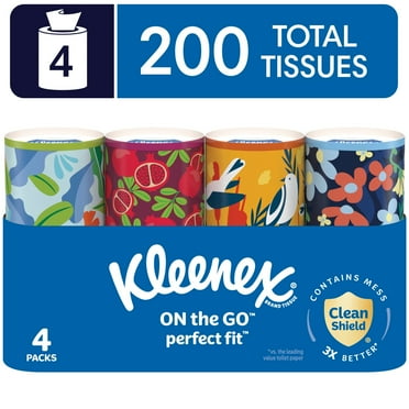 Kleenex Perfect Fit Facial Tissues, 4 Canister Boxes, 50 Tissues per Box, 2-Ply