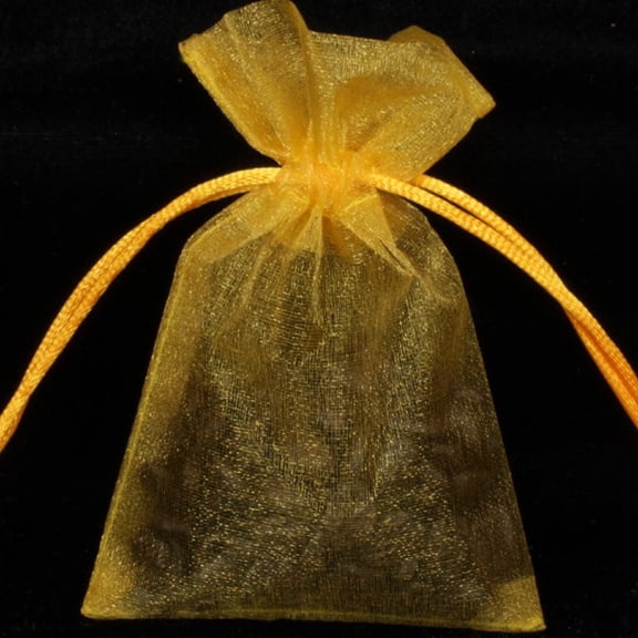 Club Pack of 36 Yellow Solid Organza Gift Bags 3" x 4"