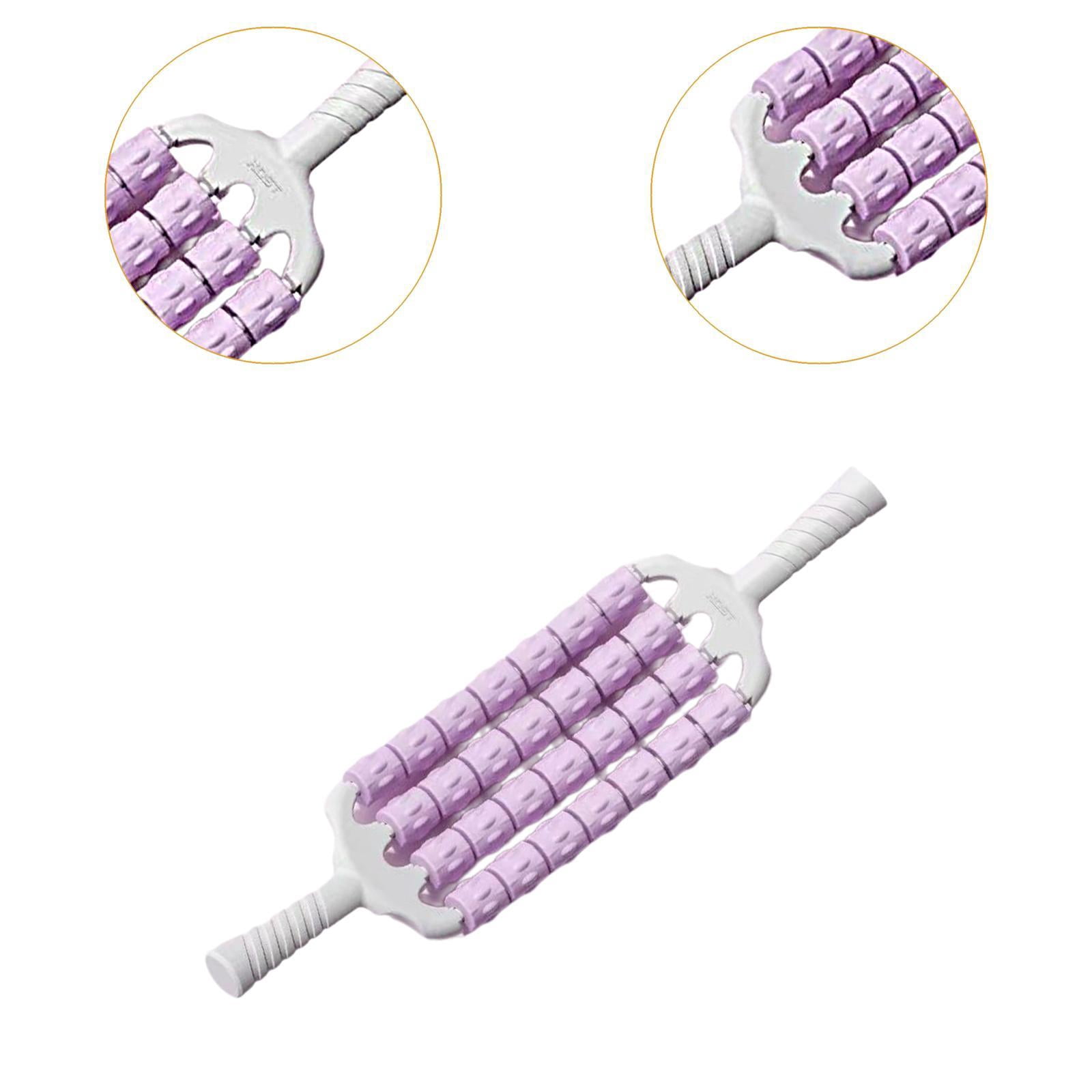 harayaa Massage Roller 4 Row Rollers Non Slip Handles Handheld Multipurpose Bendable for Purple