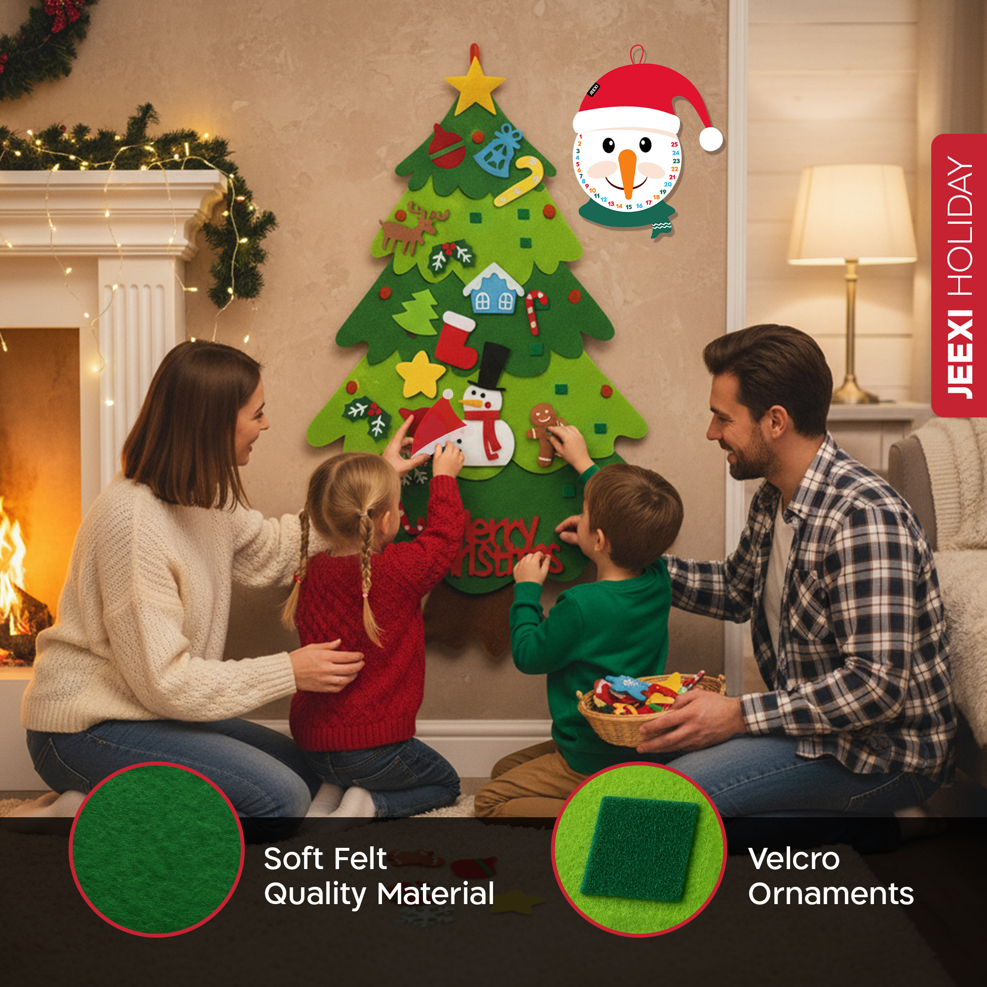 JEEXI 3ft DIY Felt Christmas Tree with LED String Lights photo 8