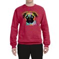 thumbnail image 2 of Pugs and Kisses Cute Dog Neon Rainbow Pug Dog Lover Unisex Crewneck Graphic Sweatshirt, Vintage Heather Red, X-Large, 2 of 3