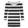 thumbnail image 5 of purcolt Womens 3/4 Length Sleeve Tops Striped Color Block T Shirts Casual Crewneck Loose Tunic Tops Basic Tees(Black, S), 5 of 5