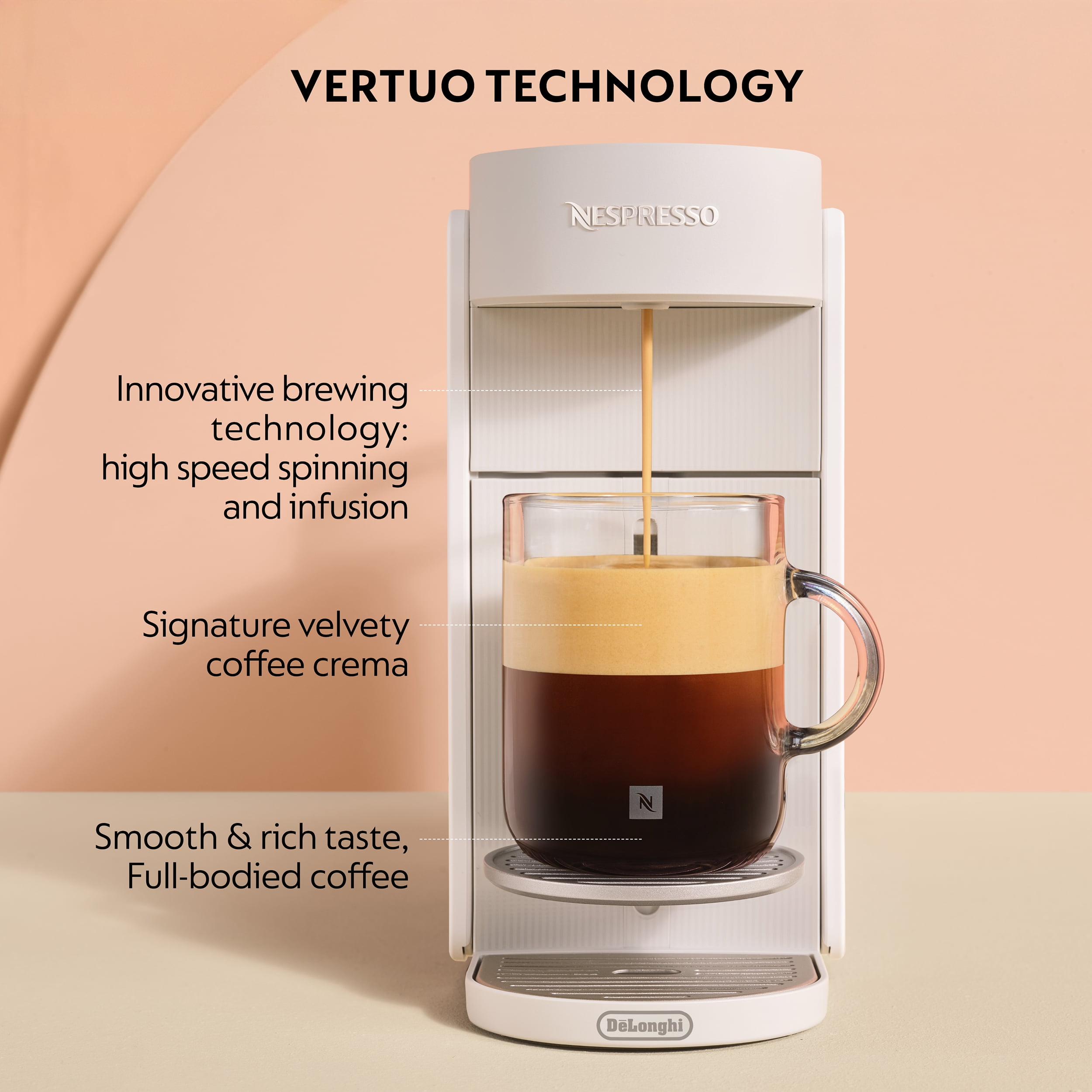 Nespresso Vertuo Up Coffee and Espresso Maker by De'Longhi, Pearl White