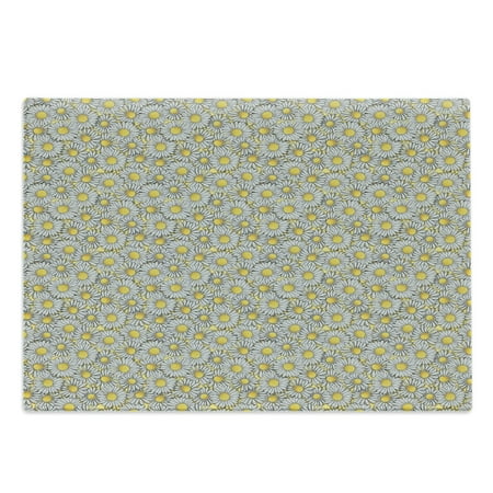 

Daisy Cutting Board Cluster of Chamomile Flowers Image as Overlapped Petals Gardening Theme Decorative Tempered Glass Cutting and Serving Board Large Size Yellow and Pale Grey by Ambesonne