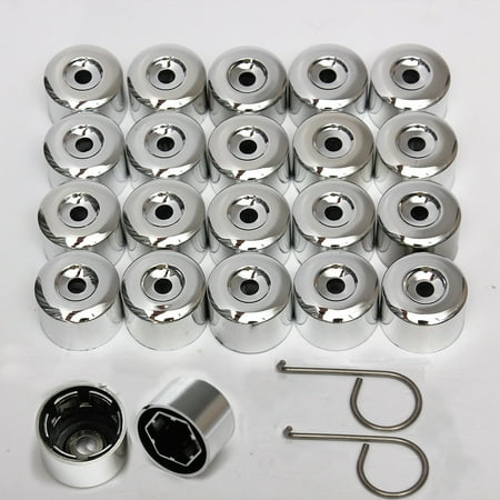 Nuts About Golf Chrome 17mm Alloy Wheel Looking Nut Lug Bolt Cover Cap w/ Removal Tool Fit For VW Golf Passat Polo 1K0601173A Replacement US ()
