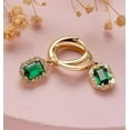 thumbnail image 2 of 2Ct Emerald Cut Simulated Green Emerald Halo Drop Earrings In 14k Yellow Gold Plated, 2 of 3