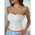 thumbnail image 5 of Women'S Y2K Strapless Tube Top Basic Knit Crop Top Backless Sleeveless Bandeau for 2025 Summer Outfits White S, 5 of 9