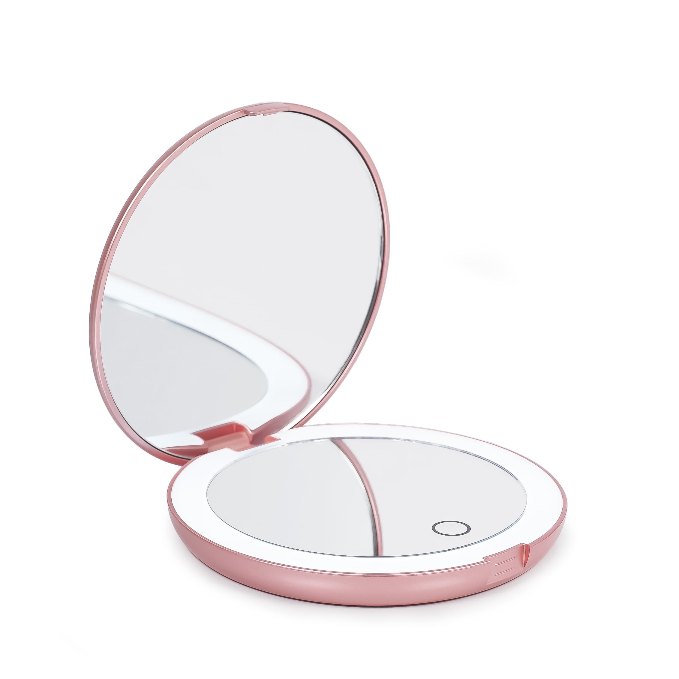 LUNA London Magnifying Compact Makeup Mirror with Lights in Rose Gold