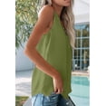thumbnail image 4 of Camiseta de Tirantes Holgada Sin Mangas con Cuello en V y Encaje de Pestañas, Color Verde Hierba, Talla XL, 4 of 9