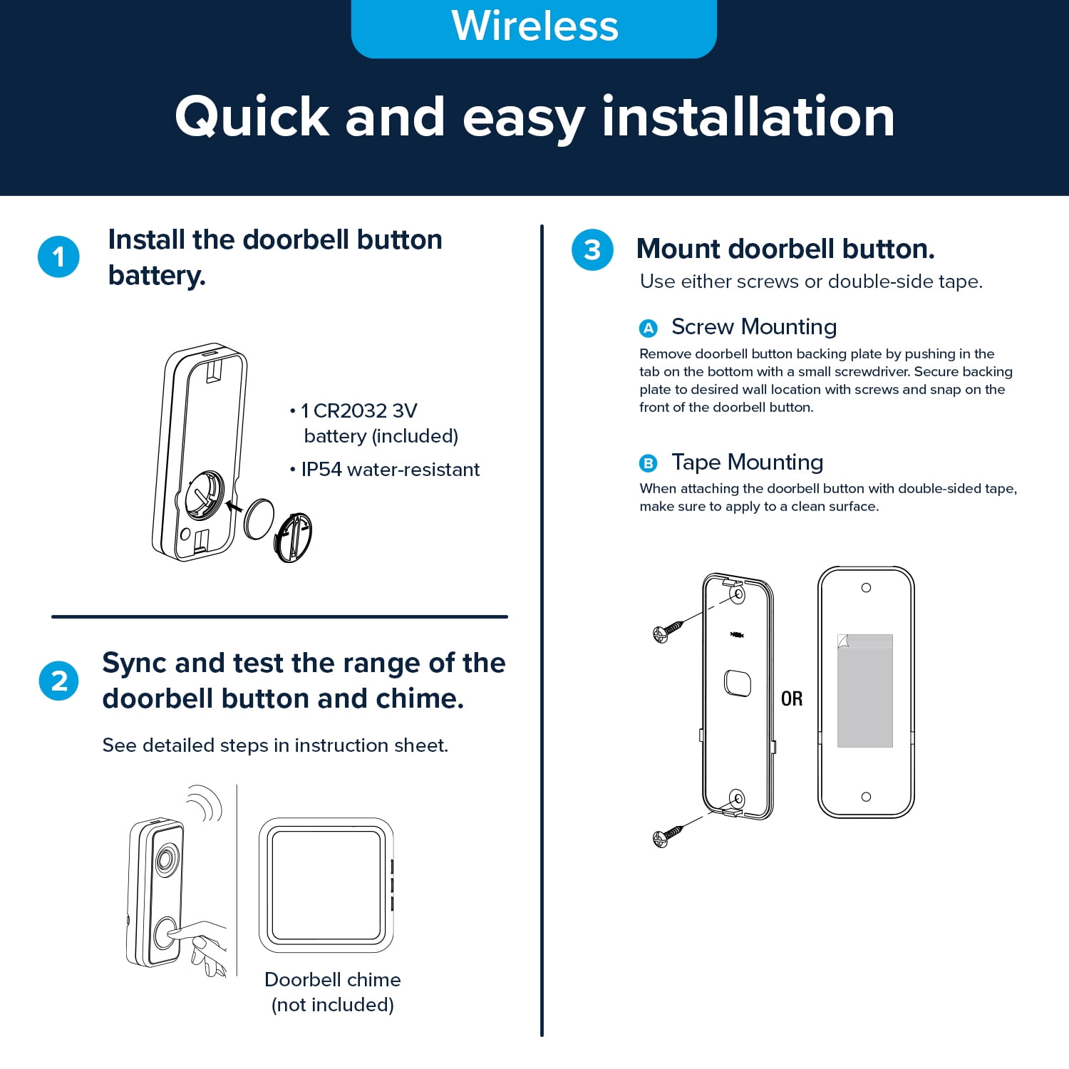 Heath Zenith Heath Zenith Black Plastic Wireless Lighted Battery-Operated Push Doorbell Button with Realistic Decoy Camera