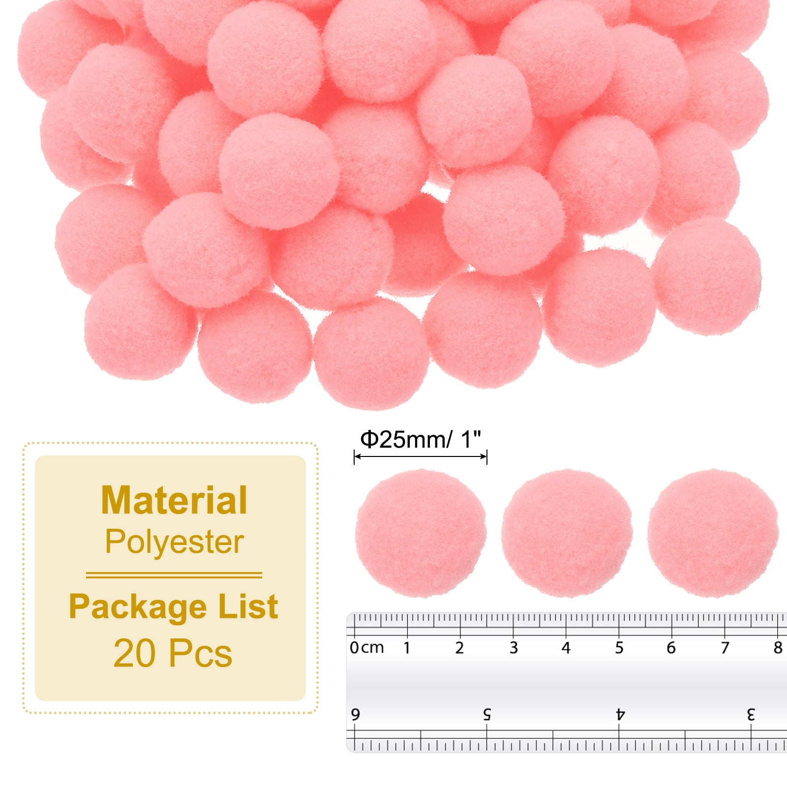 1inch Pom Poms for Crafts, 500pcs Pompoms for Crafts Puff Balls Bulk Fuzzy Balls for Hats Christmas Art DIY, Light Pink
