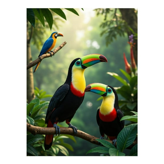 Diamond Art Kit for Adults, Tropical Birds Vibrant Jungle Scene Diamond Painting for Adults Beginners, 5D DIY Diamond Art Painting Kits, Colorful Diamond Painting Craft for Home Decor 12x16