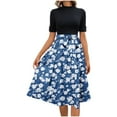 thumbnail image 2 of FDGIU Vintage A-Line Skirt - Women's High Waist Pleated Midi Skirt with Pockets (Polka Dot, Rockabilly Style), 2 of 6