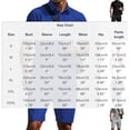 thumbnail image 3 of HBGVBA Men Athleisure 2 Piece Set Solid Color Short Sleeve Lapel Button Down Shirt Knit Shorts Casual Outfit, 3 of 4