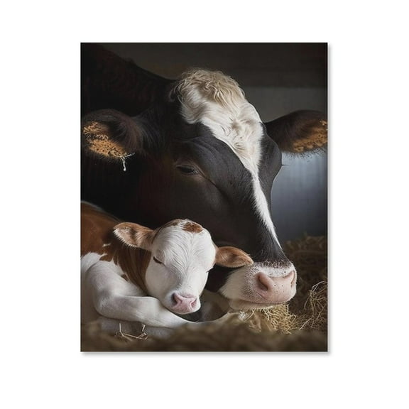 Wild Animals,Cute Cow Poster Canvas- Perfect for Wall Artrations,Dining Room Decor, Bedroom Art, Wall Decor Living Room, Wall Art, Frameless 8x10inch