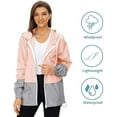 thumbnail image 2 of Alsol Lamesa Raincoats for Women Color Block Waterproof Lightweight Rain Jackets Windbreaker Packable Outdoor Hiking Hooded Jacket, 2 of 6