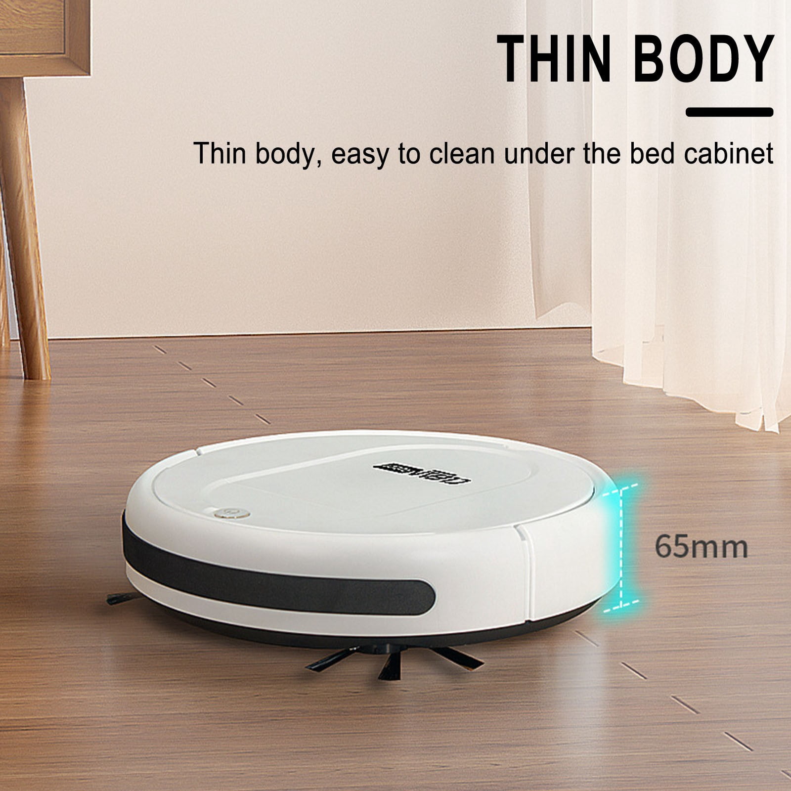 Mini Fully Automatic Robot Vacuum Cleaner USB Charging, 2-in-1 Dry Wet Mopping Robotic Vacuum, Low Noise Slim Smart Cleaning Robot for Home Bedroom Living Room Hard Floor