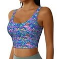 thumbnail image 2 of Vsdgher Colorful Mushrooms Print Women Sleeveless Athletic Tank Top Built-in Bra Camisole Sports Vest for Yoga Running Fitness Exercise with Removable Pads, 2 of 8