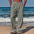 thumbnail image 2 of LEKWK Mens Hippie Pants Loose Fit Breathable Textured Fabric Lounge Pants Elastic Drawstring Waist Wide Leg Pants Casual Beach Summer Vacation Outfits, 2 of 7