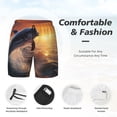thumbnail image 3 of Rateoe Sunset Dancing Dolphin Pattern Men’s Swim Shorts with Compression Liner – Double-Layered Quick-Dry Swimwear, Comfortable & Stretchy Beach Shorts-Medium, 3 of 6