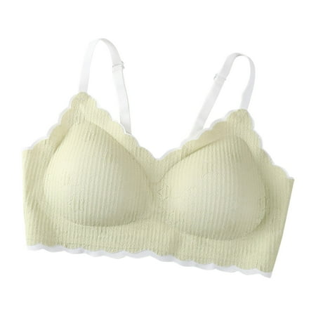 Blphud Lingerie Set Womens Bras Trendy Lingerie for Women Sports Bras for Women Women s Front Side Buckle Lace Edge without Steel Ring Seamless Adjustment Yoga Large Bra Green S