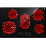 AMZCHEF Electric Cooktop 30 Inch Cooktop, Built-in Electric Burner with 5 Burners, 240V Power Touchscreen Control Cooktop 8500W Electric Stove with Hot Surface Indicator