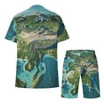 thumbnail image 5 of UVEASISHA Sweatsuits for Men Big and Tall,Mens Casual Athletic Tracksuit World Map Print Summer 2 Piece Outfits Short Sleeve Shirt and Drawstring Shorts Sport Sets Spring Sales Today, 5 of 5
