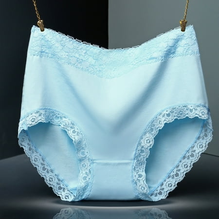 Major Savings: Pack of Underwear for Women  Bragas  Women s Fashion Solid Lace Briefs Comfortable Cotton High Waist Underwear Women Sexy Panties SOPATENOR Light Blue XL